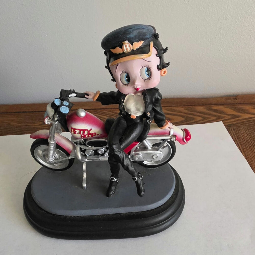 Vintage Character Collectibles CC Betty Boop Sitting on Motorcycle Resin Statue